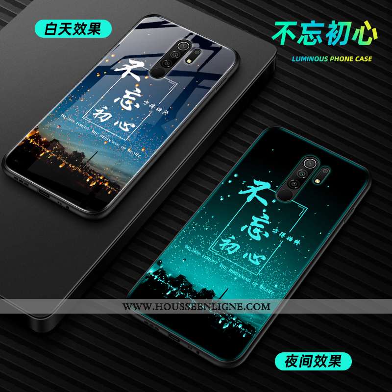 Coque Xiaomi Redmi 9 Mode Protection Verre Amoureux Simple Petit Noir