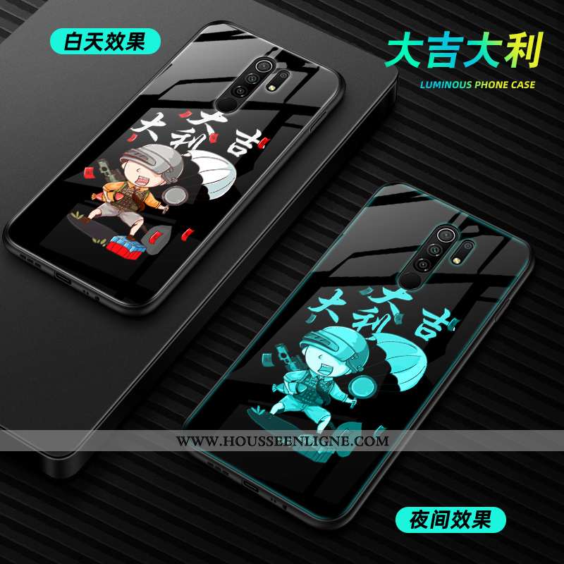 Coque Xiaomi Redmi 9 Mode Protection Verre Amoureux Simple Petit Noir