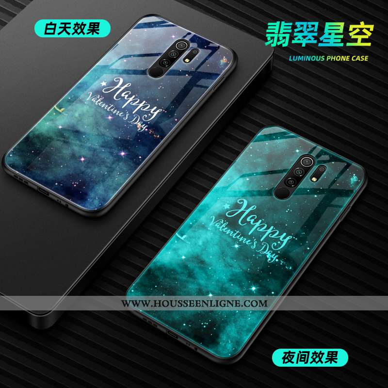 Coque Xiaomi Redmi 9 Mode Protection Verre Amoureux Simple Petit Noir