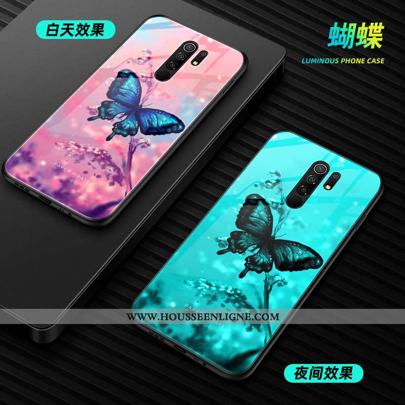 Coque Xiaomi Redmi 9 Mode Protection Verre Amoureux Simple Petit Noir