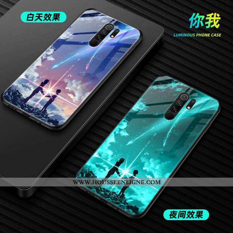 Coque Xiaomi Redmi 9 Mode Protection Verre Amoureux Simple Petit Noir