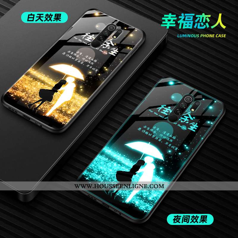 Coque Xiaomi Redmi 9 Mode Protection Verre Amoureux Simple Petit Noir