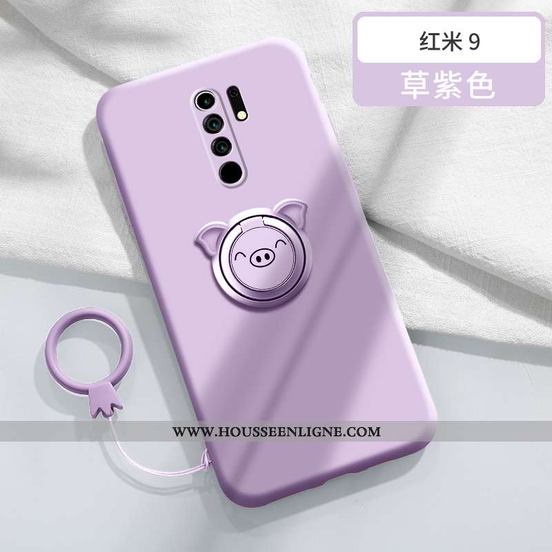 Coque Xiaomi Redmi 9 Tendance Légère Silicone Incassable Téléphone Portable Support Magnétisme Verte