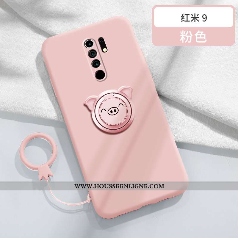 Coque Xiaomi Redmi 9 Tendance Légère Silicone Incassable Téléphone Portable Support Magnétisme Verte