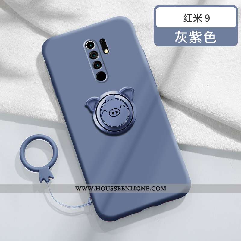 Coque Xiaomi Redmi 9 Tendance Légère Silicone Incassable Téléphone Portable Support Magnétisme Verte