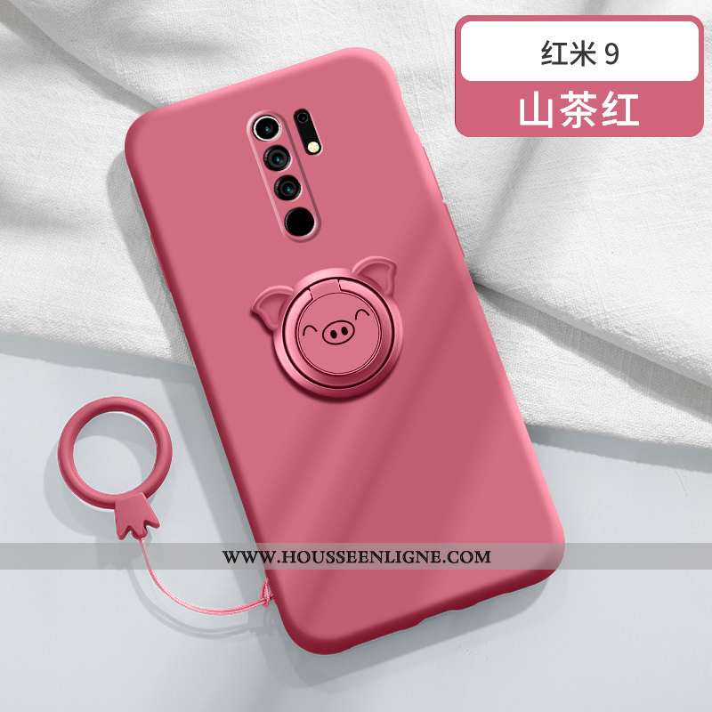 Coque Xiaomi Redmi 9 Tendance Légère Silicone Incassable Téléphone Portable Support Magnétisme Verte