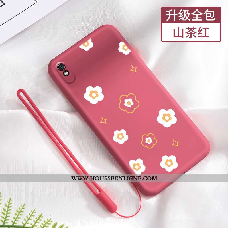 Coque Xiaomi Redmi 9a Fluide Doux Silicone Petit Tendance Délavé En Daim Tout Compris Verte