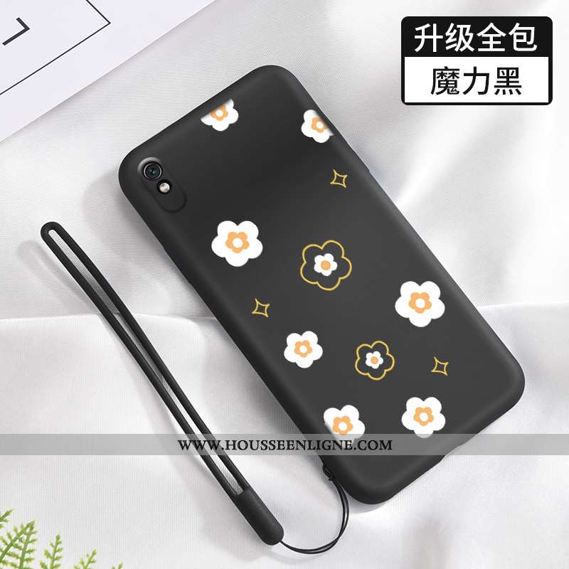 Coque Xiaomi Redmi 9a Fluide Doux Silicone Petit Tendance Délavé En Daim Tout Compris Verte