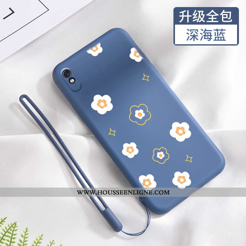 Coque Xiaomi Redmi 9a Fluide Doux Silicone Petit Tendance Délavé En Daim Tout Compris Verte