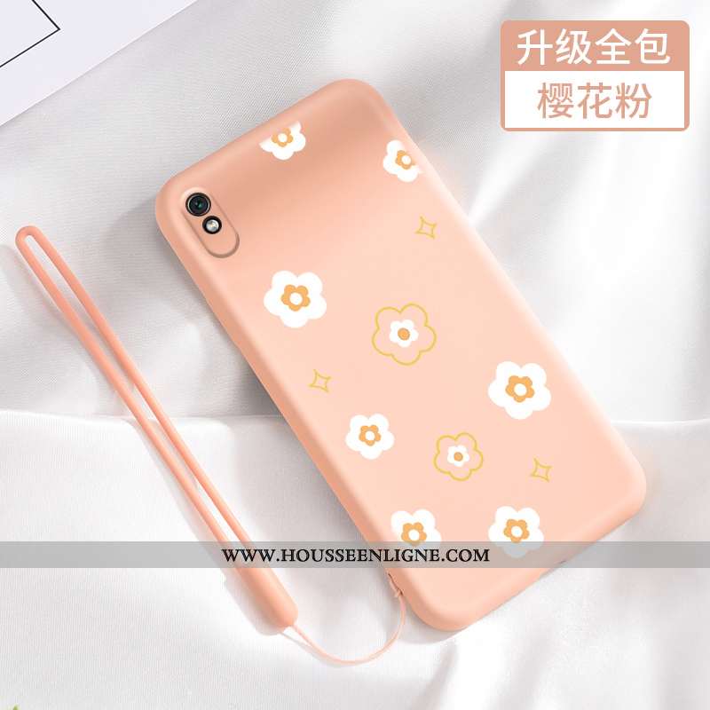 Coque Xiaomi Redmi 9a Fluide Doux Silicone Petit Tendance Délavé En Daim Tout Compris Verte