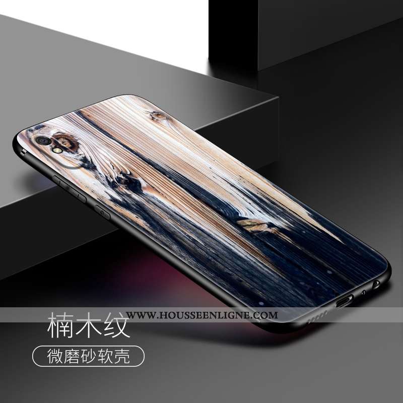 Coque Xiaomi Redmi 9a Personnalité En Bois Rouge Tout Compris Modèle Fleurie Silicone Marron