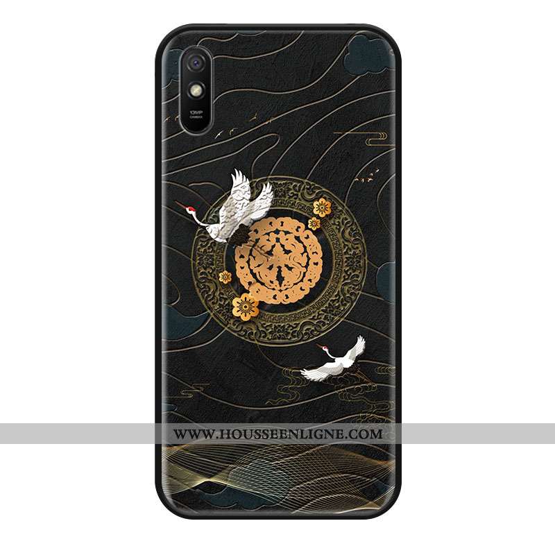 Coque Xiaomi Redmi 9a Protection Créatif Petit Téléphone Portable Grue Rouge Incassable Noir