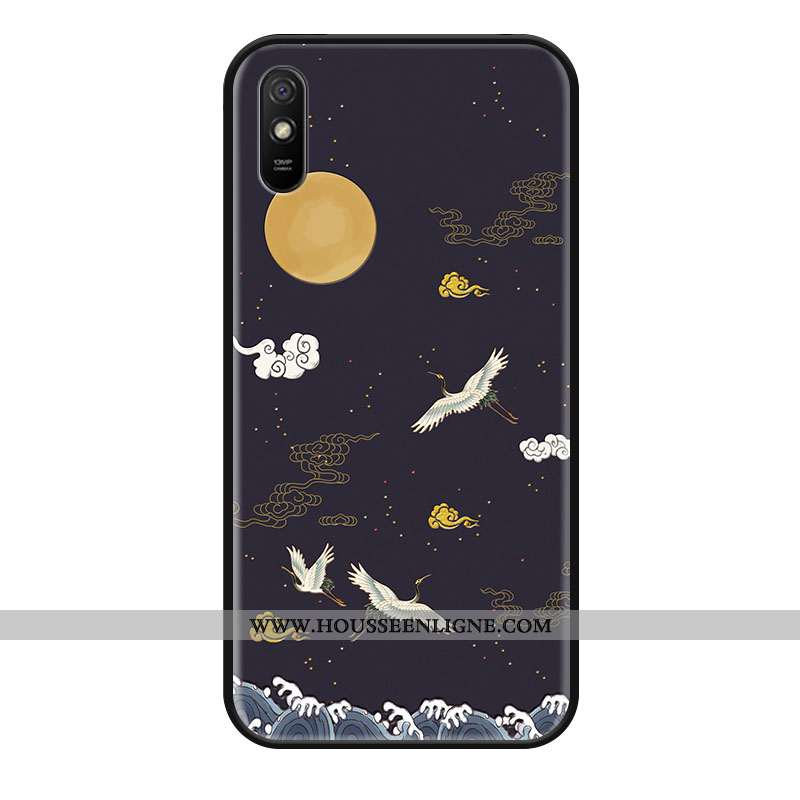 Coque Xiaomi Redmi 9a Protection Créatif Petit Téléphone Portable Grue Rouge Incassable Noir
