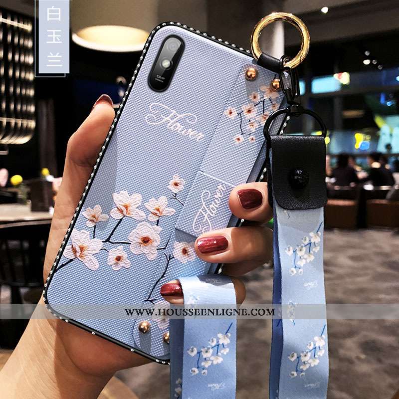 Coque Xiaomi Redmi 9a Protection Délavé En Daim Blanc Charmant Rouge Fleurs Fluide Doux Blanche