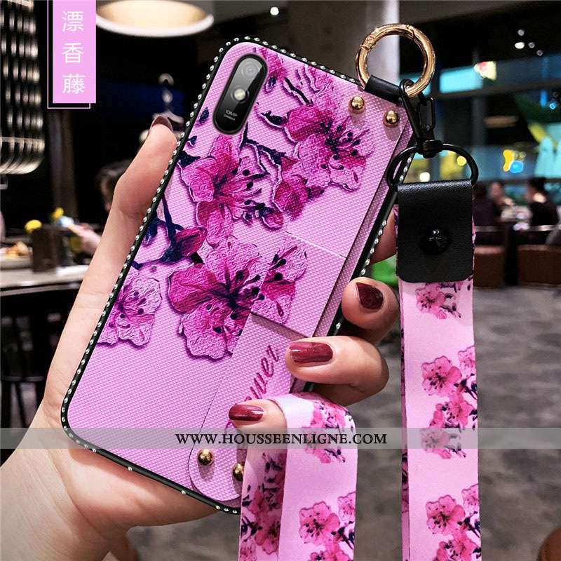 Coque Xiaomi Redmi 9a Protection Délavé En Daim Blanc Charmant Rouge Fleurs Fluide Doux Blanche