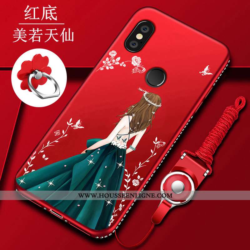 Coque Xiaomi Redmi Note 5 Protection Délavé En Daim Rouge Incassable Étui Petit Haute