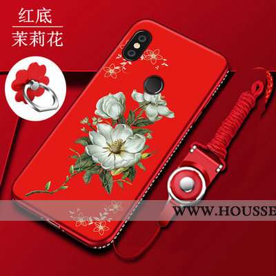 Coque Xiaomi Redmi Note 5 Protection Délavé En Daim Rouge Incassable Étui Petit Haute
