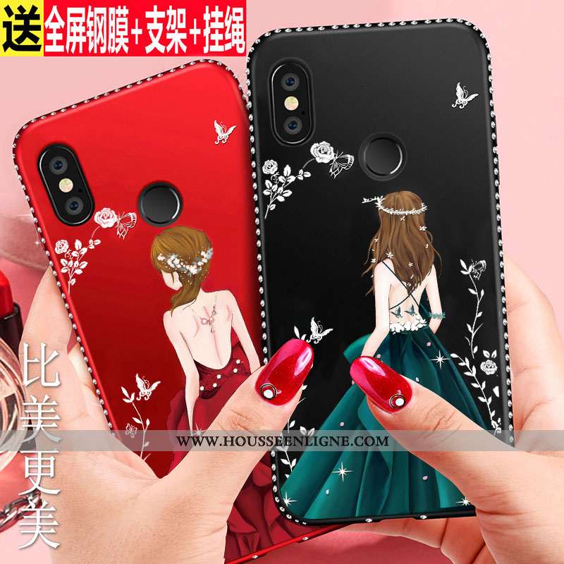 Coque Xiaomi Redmi Note 5 Protection Délavé En Daim Rouge Incassable Étui Petit Haute