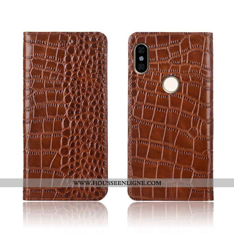 Coque Xiaomi Redmi Note 6 Pro Cuir Véritable Cuir Clamshell Incassable Petit Silicone Protection Mar