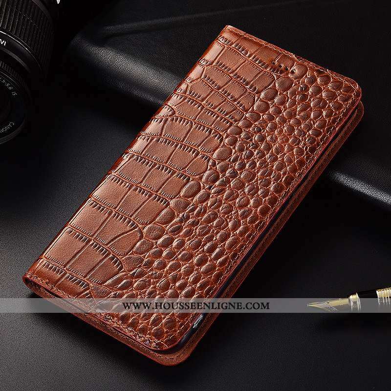 Coque Xiaomi Redmi Note 6 Pro Cuir Véritable Cuir Clamshell Incassable Petit Silicone Protection Mar