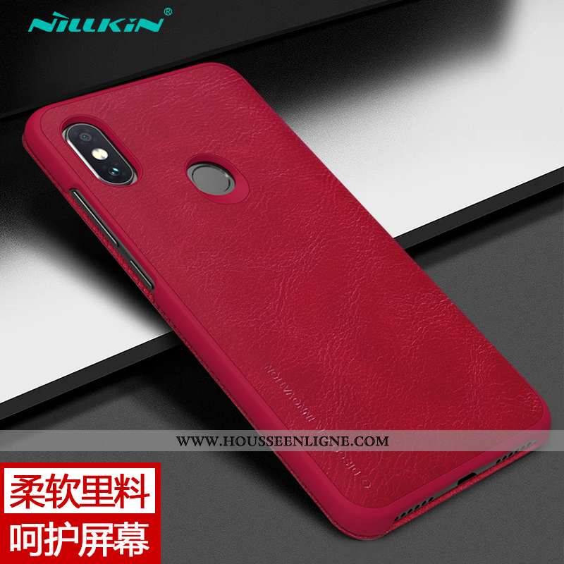 Coque Xiaomi Redmi Note 6 Pro Protection Cuir Business Or Étui Rouge Petit Marron