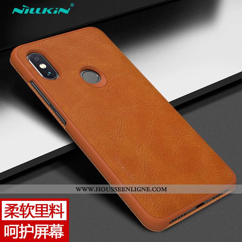 Coque Xiaomi Redmi Note 6 Pro Protection Cuir Business Or Étui Rouge Petit Marron