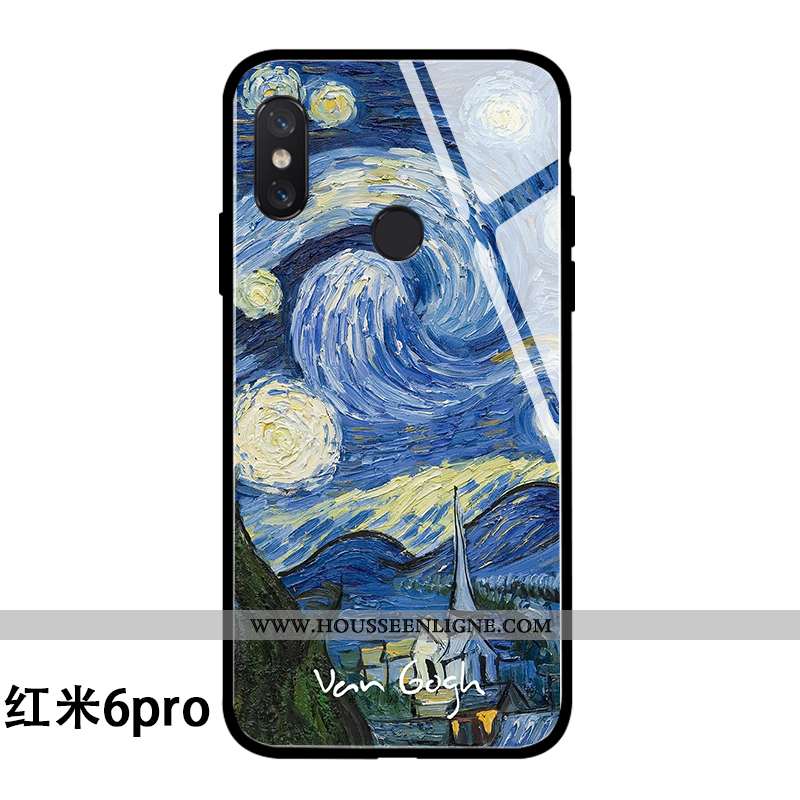 Coque Xiaomi Redmi Note 6 Pro Verre Personnalité Ciel Étoilé Protection Petit Europe Bleu