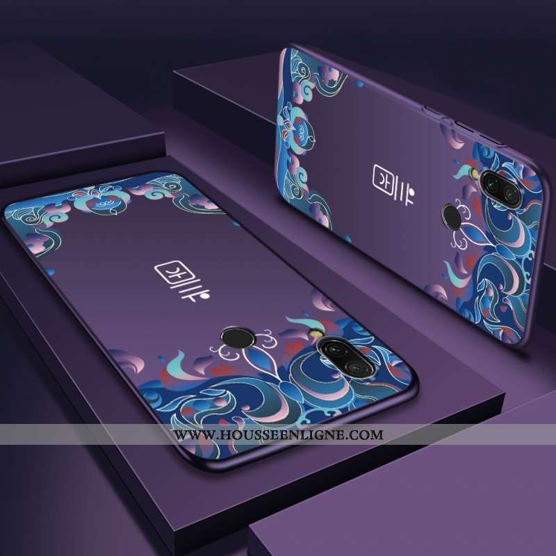 Coque Xiaomi Redmi Note 7 Délavé En Daim Personnalité Difficile Violet Téléphone Portable Rouge