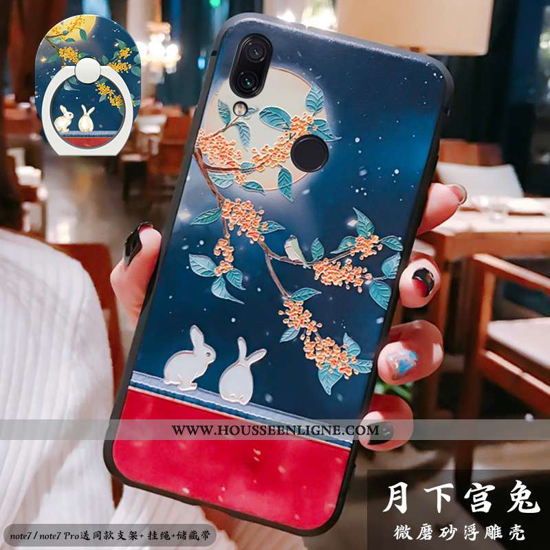Coque Xiaomi Redmi Note 7 Légère Fluide Doux Silicone Tout Compris Support Style Chinois Rouge