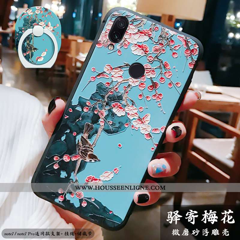 Coque Xiaomi Redmi Note 7 Légère Fluide Doux Silicone Tout Compris Support Style Chinois Rouge