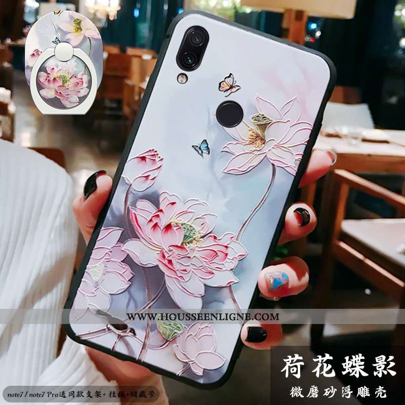 Coque Xiaomi Redmi Note 7 Légère Fluide Doux Silicone Tout Compris Support Style Chinois Rouge