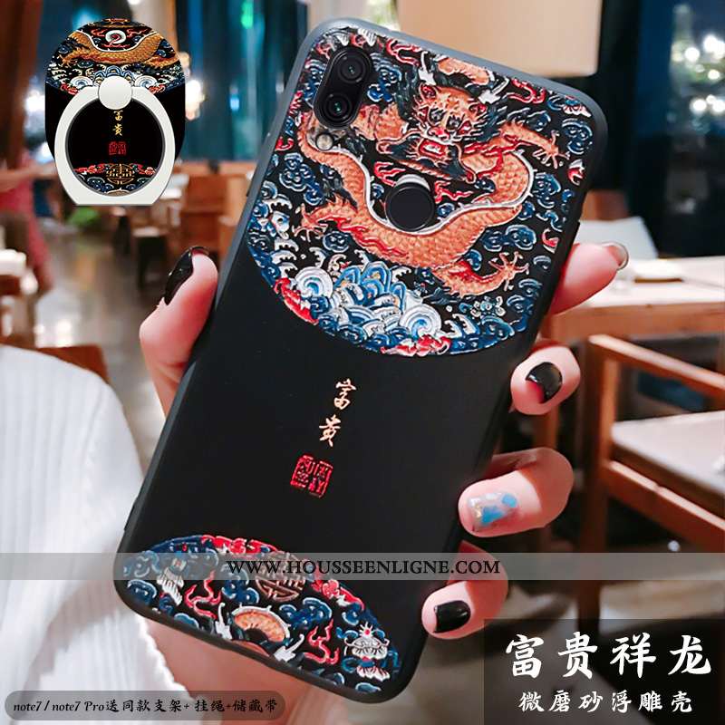 Coque Xiaomi Redmi Note 7 Légère Fluide Doux Silicone Tout Compris Support Style Chinois Rouge