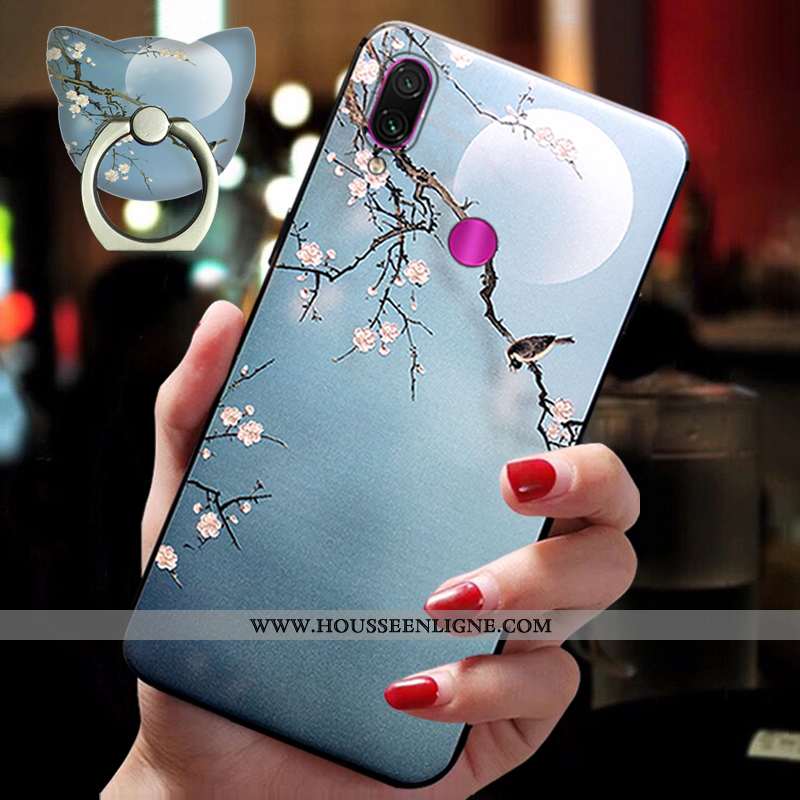 Coque Xiaomi Redmi Note 7 Ornements Suspendus Fluide Doux Bleu Téléphone Portable Silicone Petit Ann