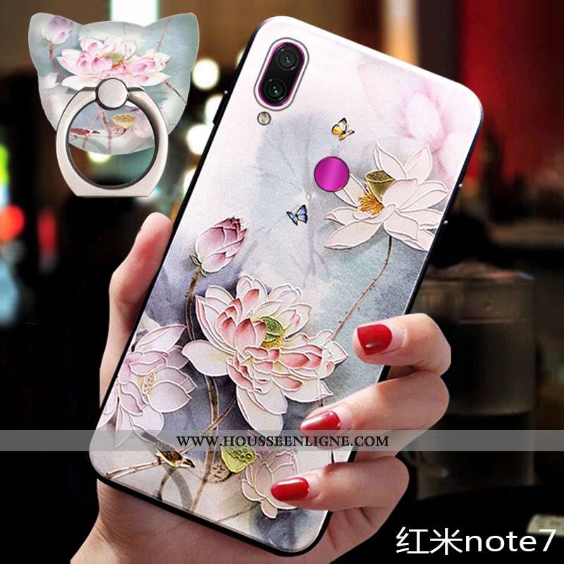 Coque Xiaomi Redmi Note 7 Ornements Suspendus Fluide Doux Bleu Téléphone Portable Silicone Petit Ann