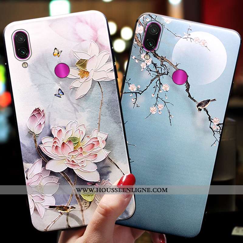 Coque Xiaomi Redmi Note 7 Ornements Suspendus Fluide Doux Bleu Téléphone Portable Silicone Petit Ann