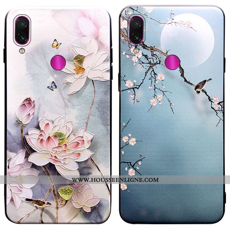 Coque Xiaomi Redmi Note 7 Ornements Suspendus Fluide Doux Bleu Téléphone Portable Silicone Petit Ann