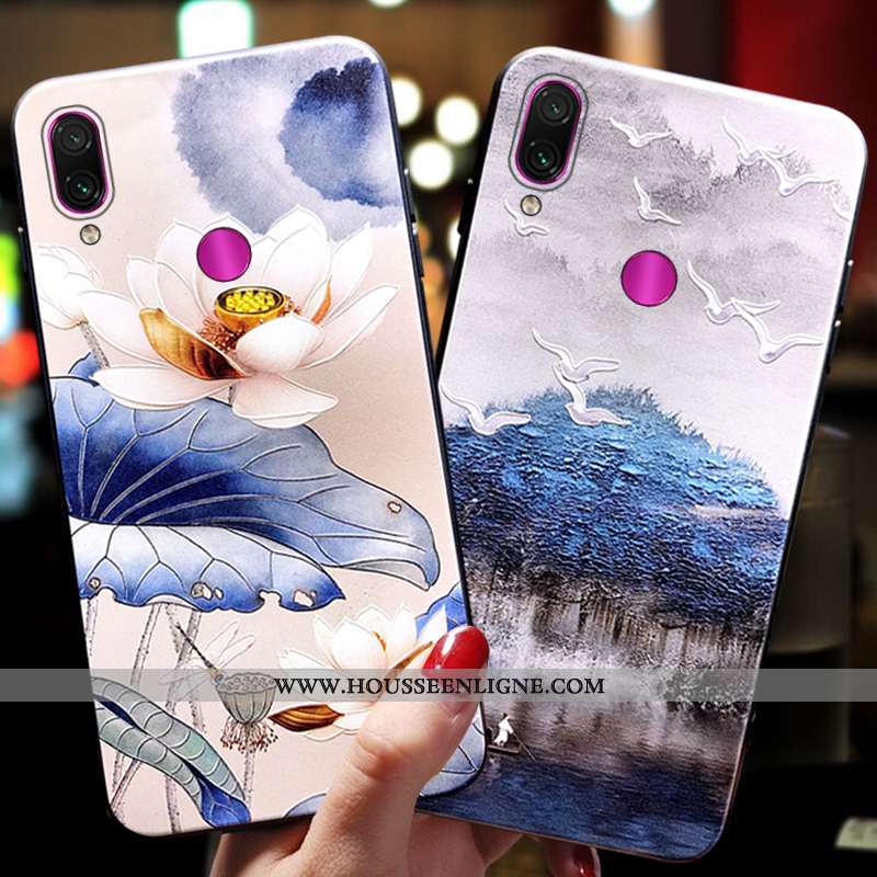 Coque Xiaomi Redmi Note 7 Ornements Suspendus Fluide Doux Bleu Téléphone Portable Silicone Petit Ann