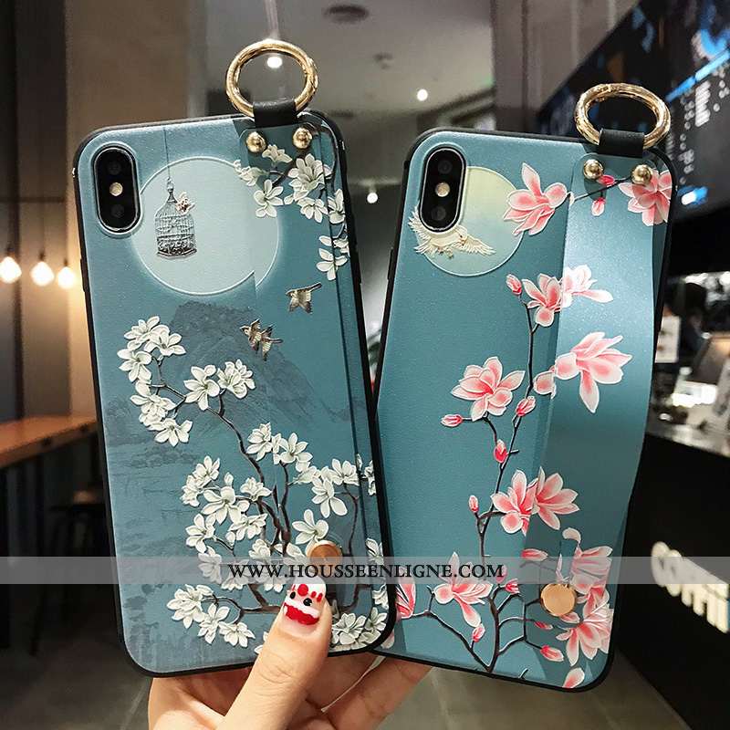 Coque Xiaomi Redmi Note 7 Protection Silicone Style Chinois Fleur Étui Rouge Bleu