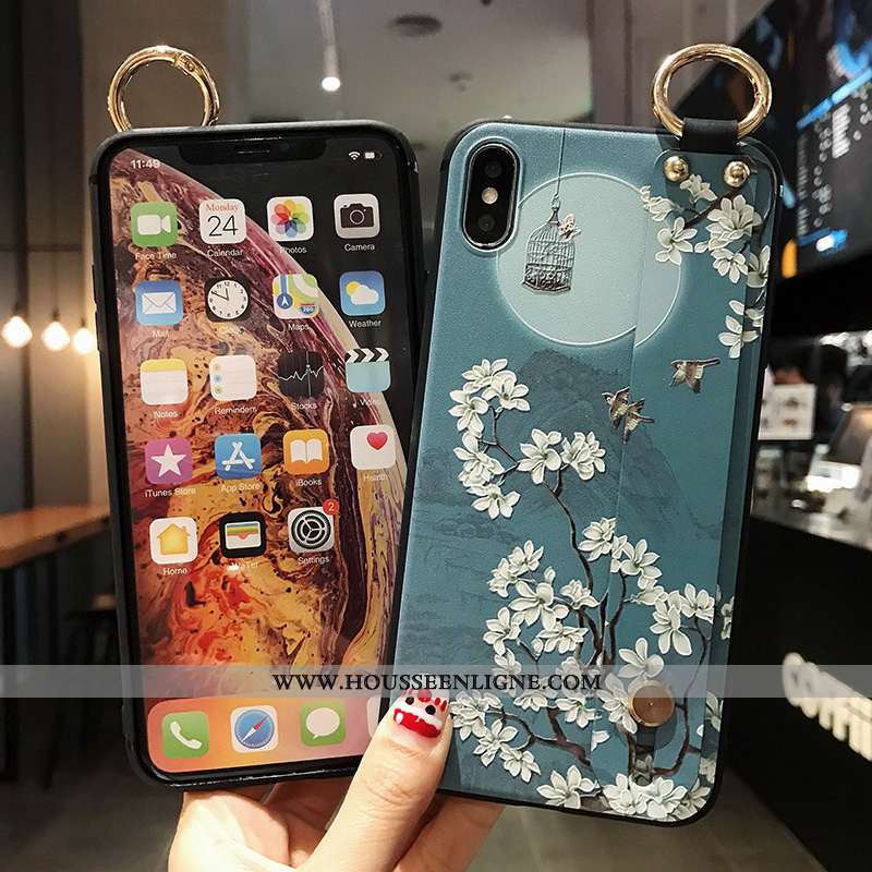 Coque Xiaomi Redmi Note 7 Protection Silicone Style Chinois Fleur Étui Rouge Bleu