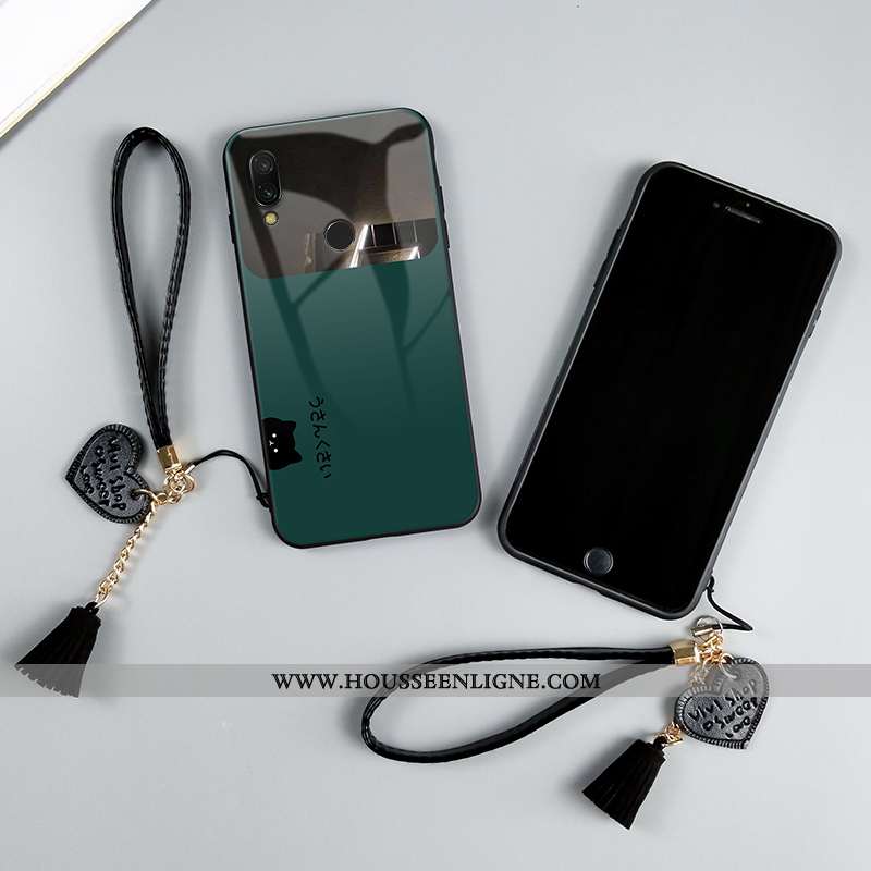 Coque Xiaomi Redmi Note 7 Protection Verre Étui Net Rouge Tendance Personnalité Verte
