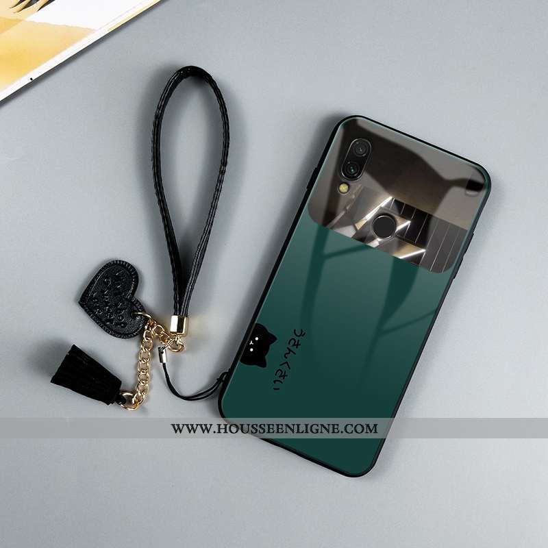 Coque Xiaomi Redmi Note 7 Protection Verre Étui Net Rouge Tendance Personnalité Verte