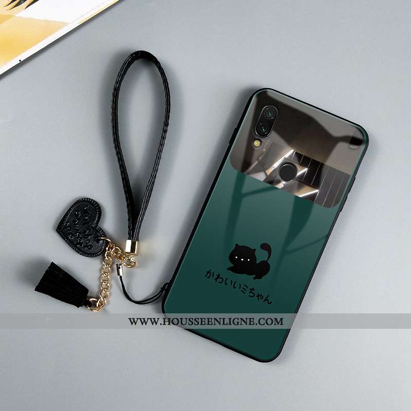 Coque Xiaomi Redmi Note 7 Protection Verre Étui Net Rouge Tendance Personnalité Verte