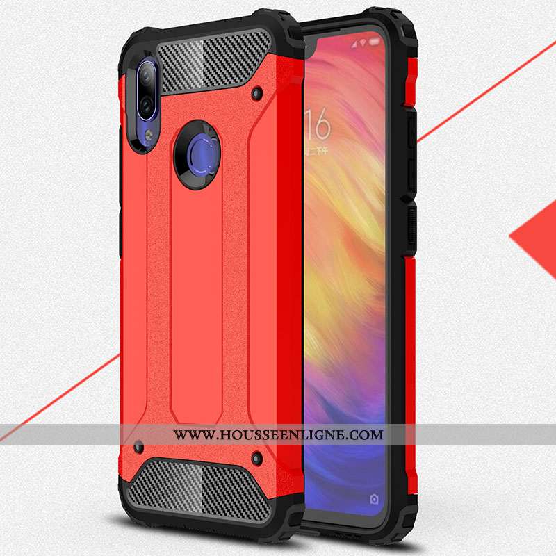 Coque Xiaomi Redmi Note 7 Silicone Protection Rouge Épaissir Délavé En Daim Étui Fluide Doux Blanche