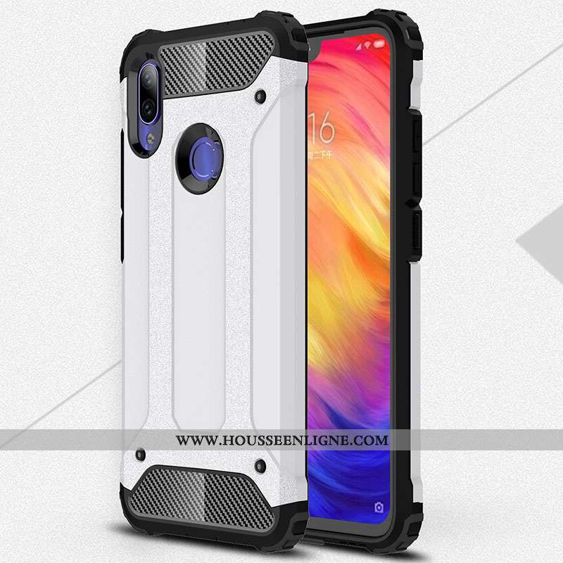Coque Xiaomi Redmi Note 7 Silicone Protection Rouge Épaissir Délavé En Daim Étui Fluide Doux Blanche