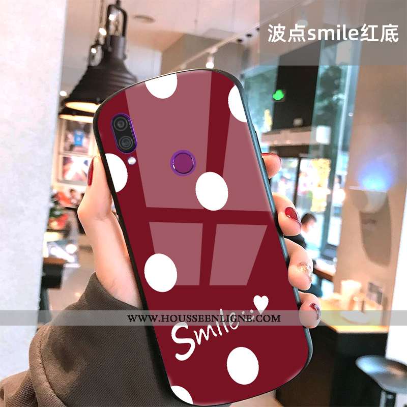 Coque Xiaomi Redmi Note 7 Tendance Fluide Doux Protection Étui Incassable Net Rouge Petit Noir