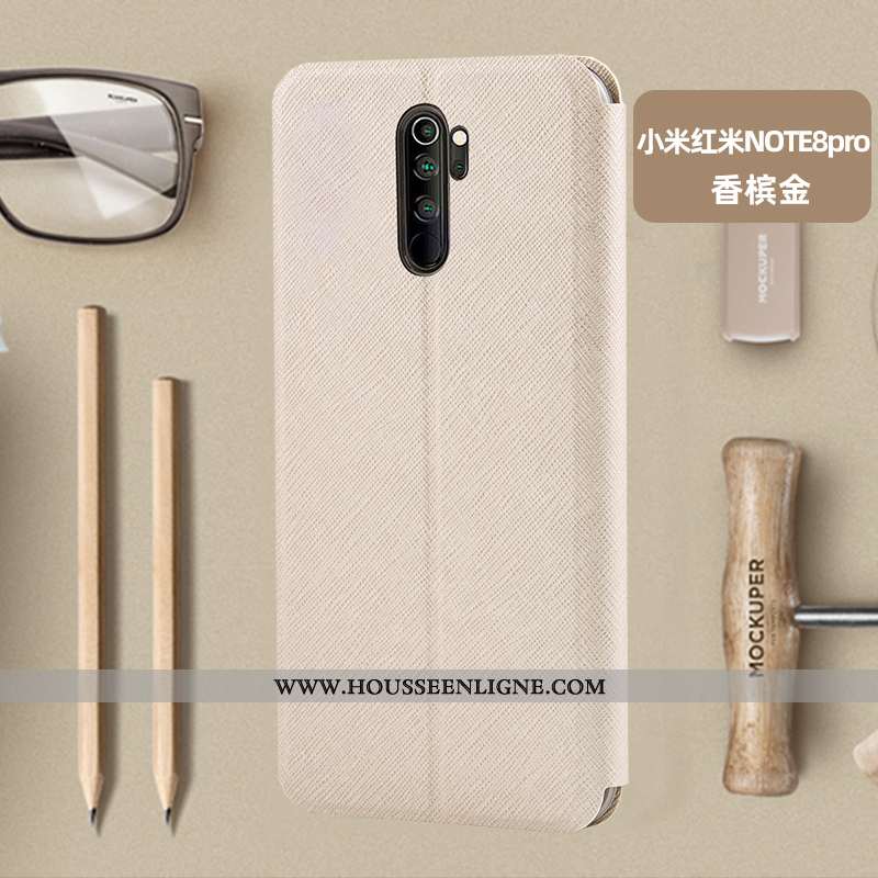 Coque Xiaomi Redmi Note 8 Pro Cuir Silicone Téléphone Portable Rose Rouge Incassable