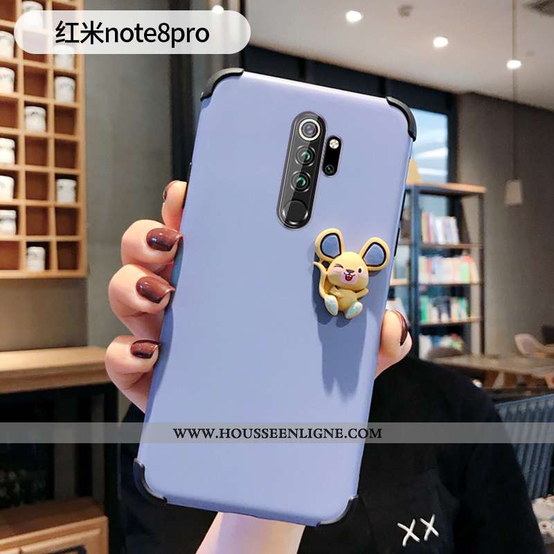 Coque Xiaomi Redmi Note 8 Pro Délavé En Daim Dessin Animé Petit Étui Net Rouge Silicone Légère Bleu