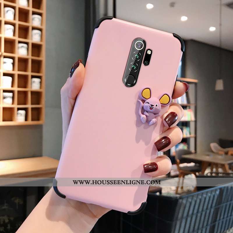 Coque Xiaomi Redmi Note 8 Pro Délavé En Daim Dessin Animé Petit Étui Net Rouge Silicone Légère Bleu