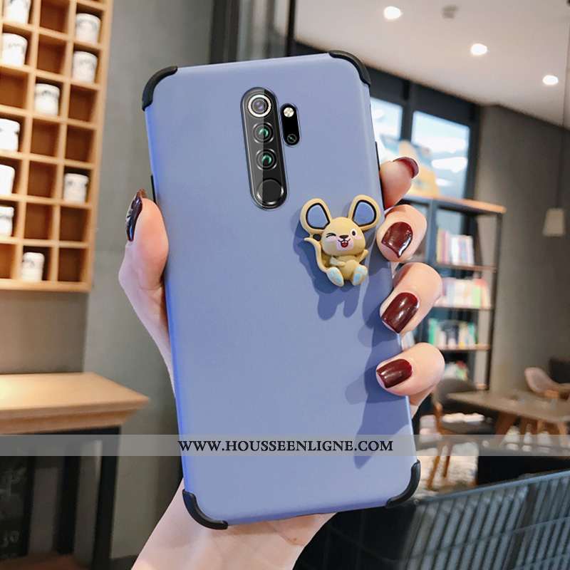 Coque Xiaomi Redmi Note 8 Pro Délavé En Daim Dessin Animé Petit Étui Net Rouge Silicone Légère Bleu