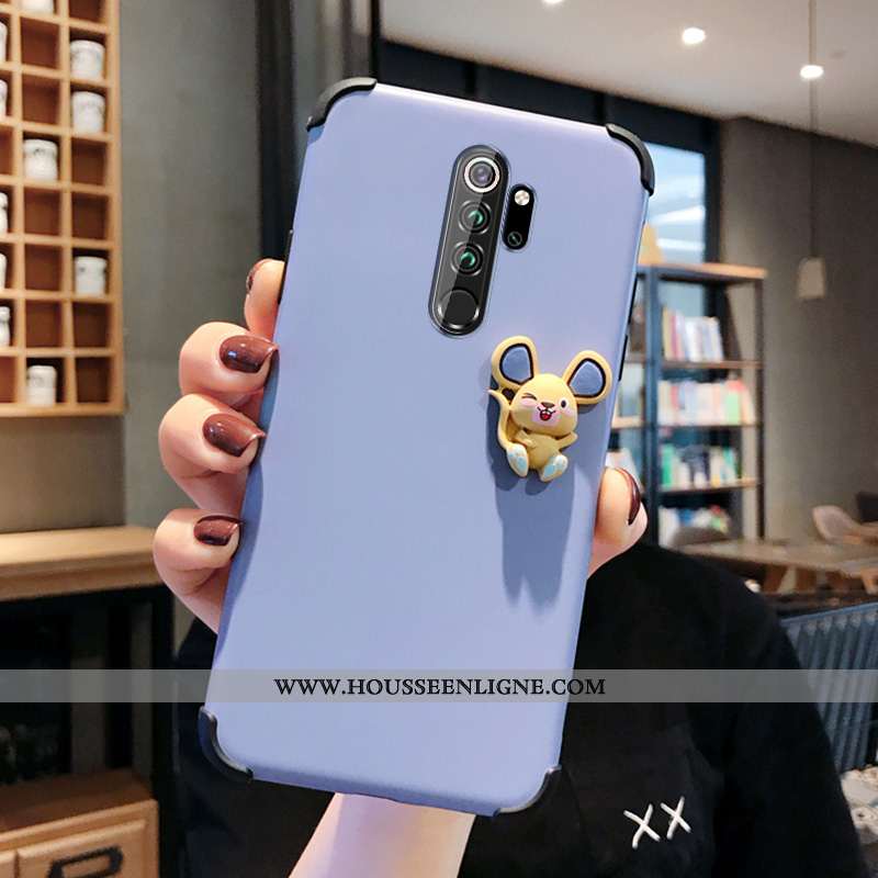 Coque Xiaomi Redmi Note 8 Pro Délavé En Daim Dessin Animé Petit Étui Net Rouge Silicone Légère Bleu
